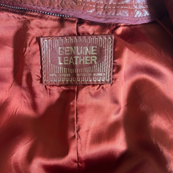 Vintage Dark Orange Leather Longline Trench Coat 70's Chic - Picture 6 of 10